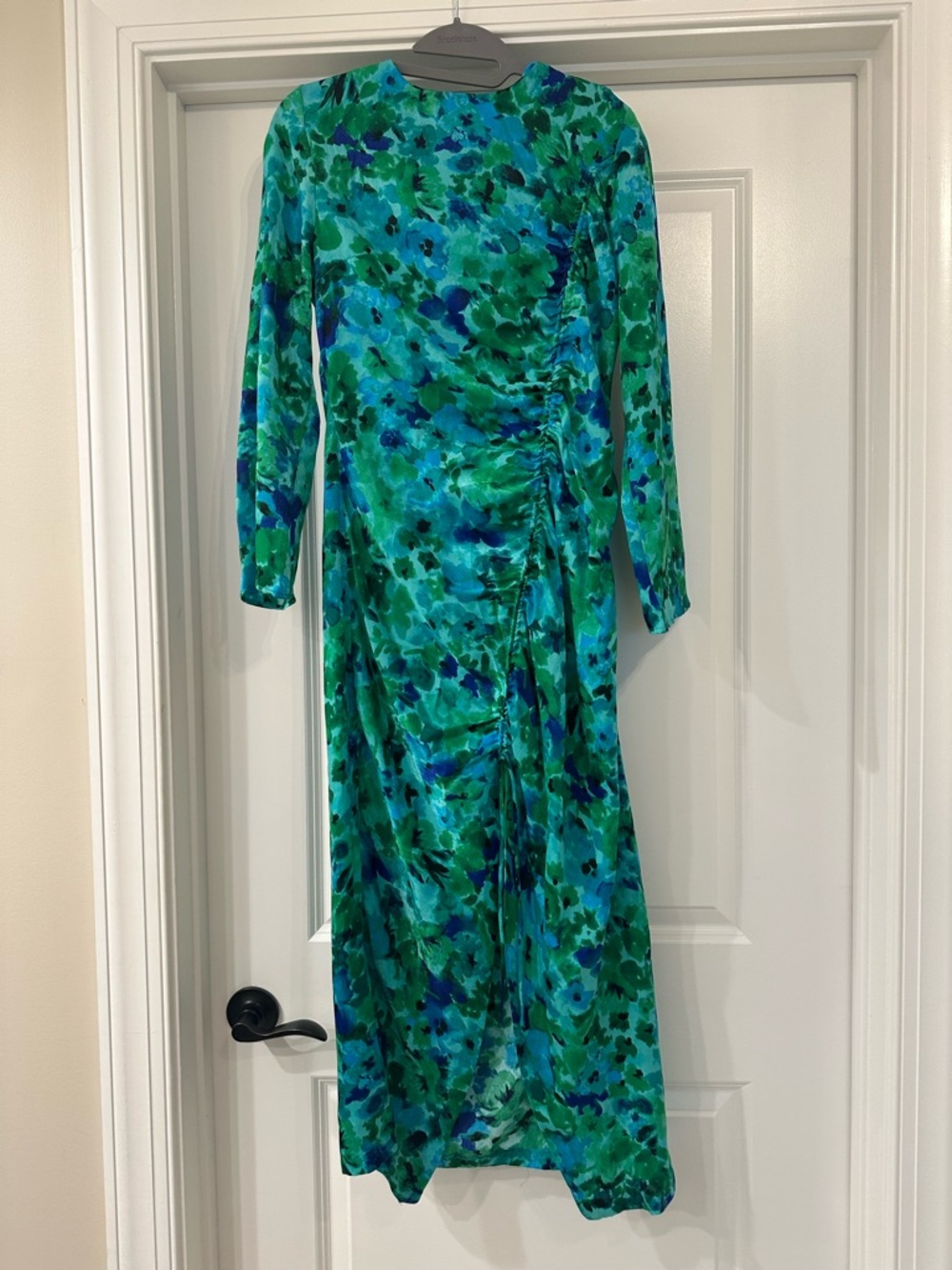 NWT ZARA Green Blue Floral Long Sleeve Dress
